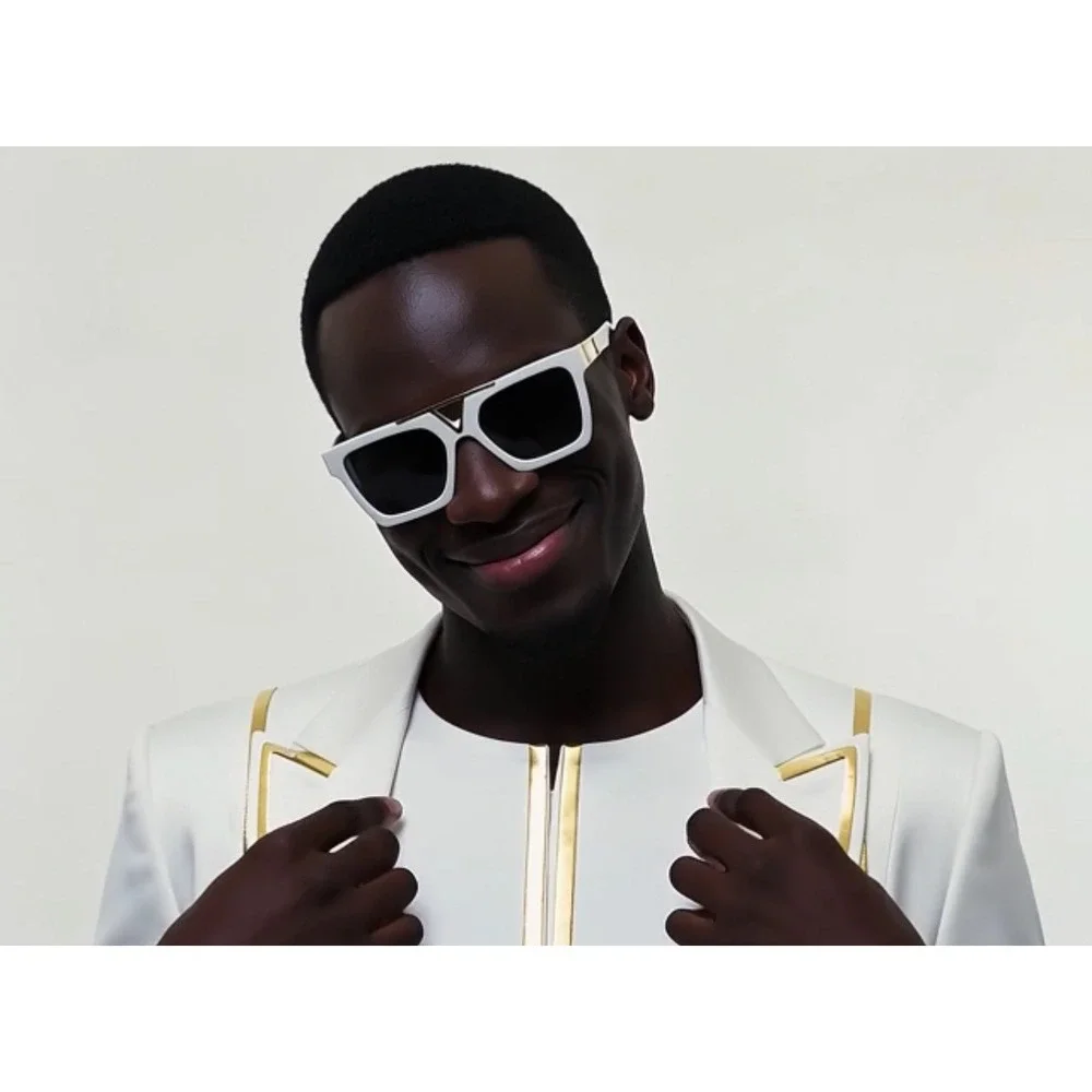 Men's Luxury Designer White Sunglasses Sophisticated Elegant Fancy Outdoor Gafas